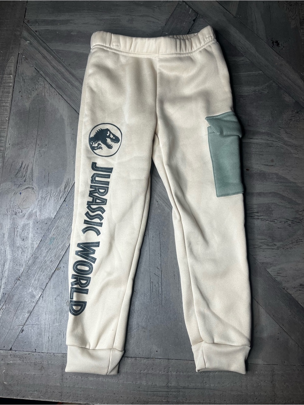 Jurassic World Cream Kids Joggers with Green Pocket Detail